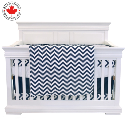 Bebelelo - 5 pieces bedding for baby – navy blue and white with a Zigzag pattern