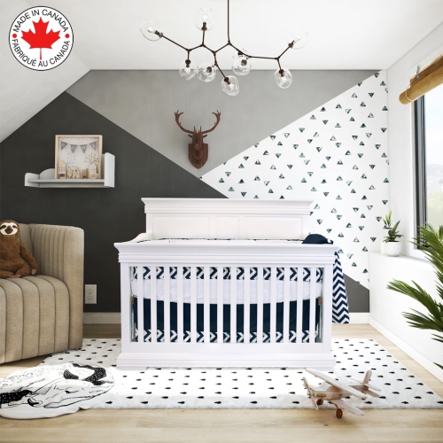 Bebelelo - 5 pieces bedding for baby – navy blue and white with a Zigzag pattern