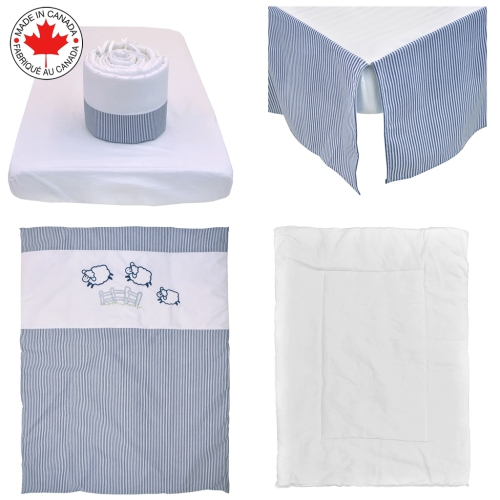 Bebelelo - 5 pieces bedding for baby - blue and white with a Sheep pattern