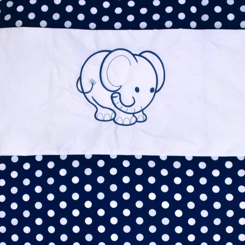 Bebelelo - 5 pieces bedding for baby – navy blue and white with an Elephant pattern