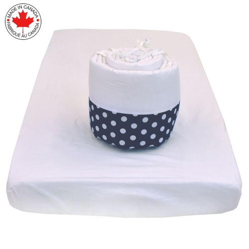 Bebelelo - 5 pieces bedding for baby – navy blue and white with an Elephant pattern