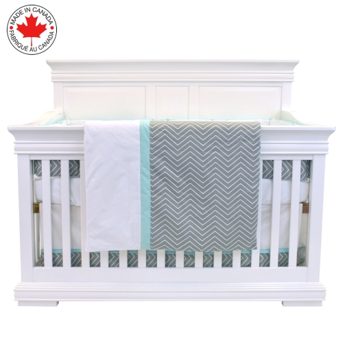 Bebelelo - 5 pieces bedding for baby - grey and blue with a Zigzag pattern