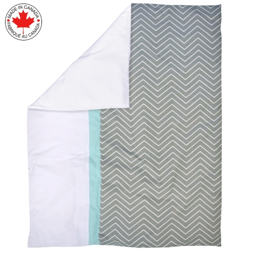 Bebelelo - 5 pieces bedding for baby - grey and blue with a Zigzag pattern