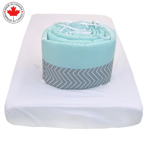 Bebelelo - 5 pieces bedding for baby - grey and blue with a Zigzag pattern