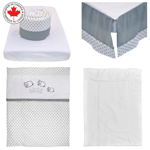 Bebelelo - 5 pieces bedding for baby - grey and white with a Sheep pattern