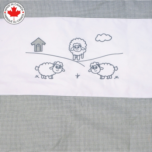 Belelo - 5 pièces de literie pour bébé - gris et blanc avec un motif de mouton