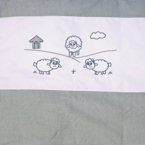 Belelo - 5 pièces de literie pour bébé - gris et blanc avec un motif de mouton