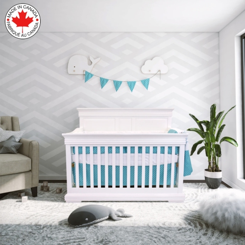 Bebelelo - 5 pieces bedding for baby - turquoise and white with a Sleeping Dog pattern