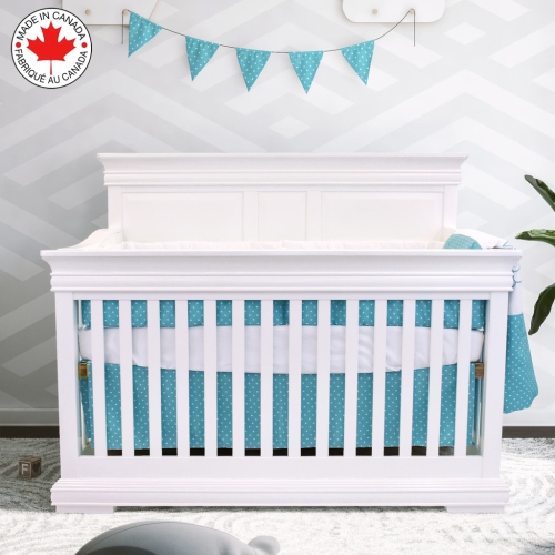 Bebelelo - 5 pieces bedding for baby - turquoise and white with a Sleeping Dog pattern