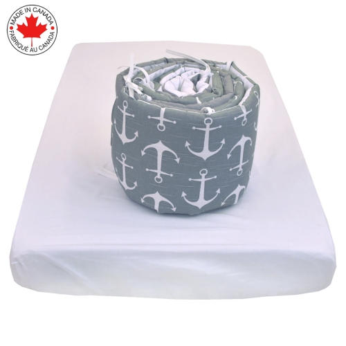 Bebelelo - 5 pieces bedding for baby - grey and white with an Anchor pattern