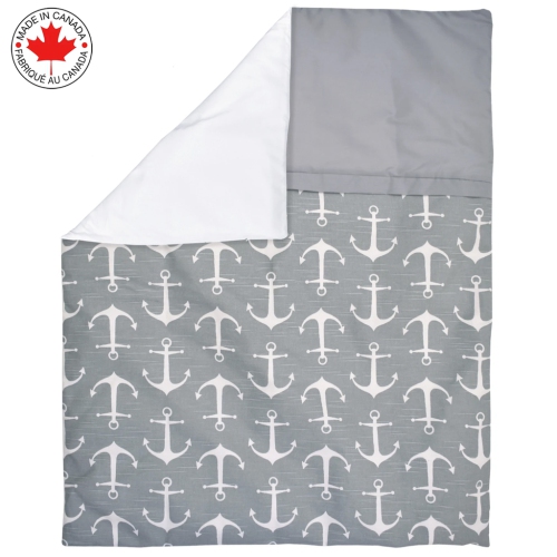 Bebelelo - 5 pieces bedding for baby - grey and white with an Anchor pattern
