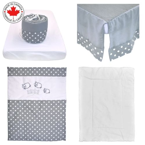 Bebelelo - 5 pieces bedding for baby - grey and white with a Sheep pattern