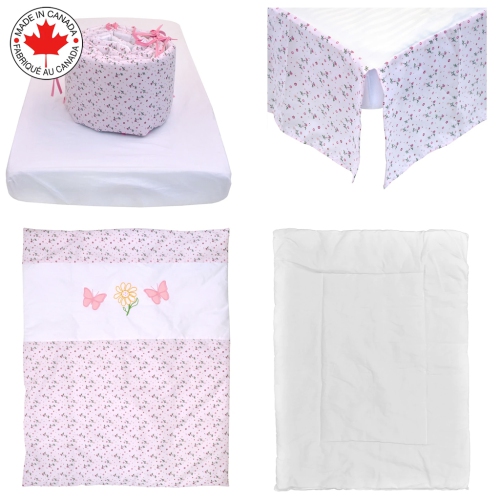 Bebelelo - 5 pieces bedding for baby - pink and purple with a Butterfly pattern