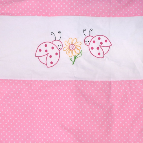 Bebelelo - 5 pieces bedding for baby - pink and white with a Ladybug pattern