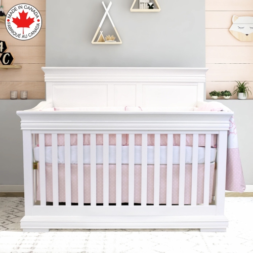 Bebelelo - 5 pieces bedding for baby - pink and white with a Sleeping Dog pattern