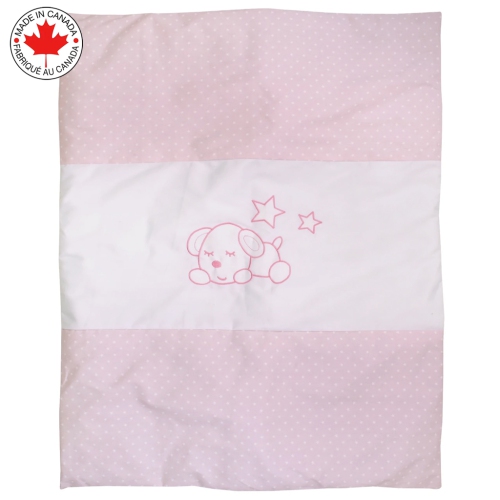 Bebelelo - 5 pieces bedding for baby - pink and white with a Sleeping Dog pattern