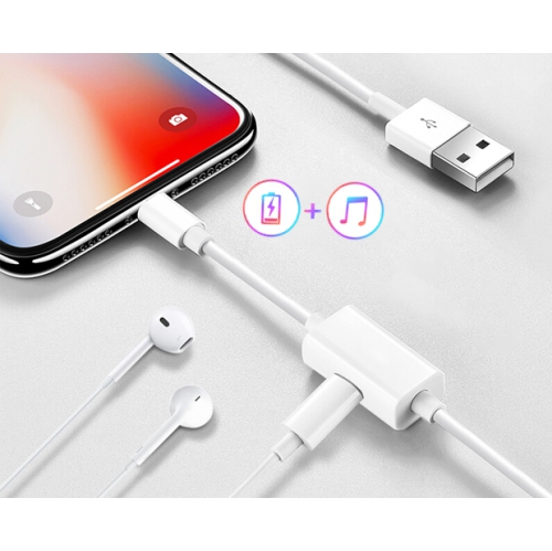SA-GW282 Audio Splitter Cable Phone Charging Adapter 2 in 1 USB 1M