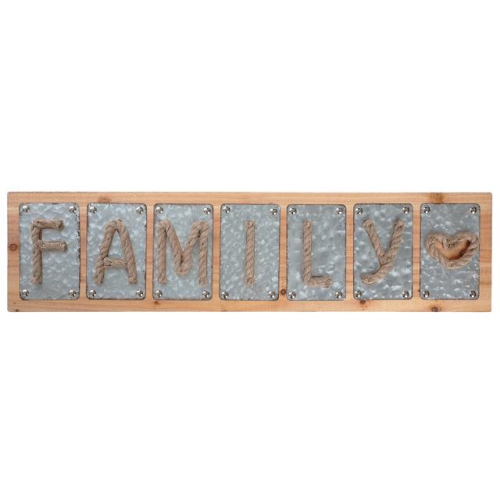 Kozy Niche Family Galvanized Wall Sign With Rope Best Canada - Family Wall Sign Canada