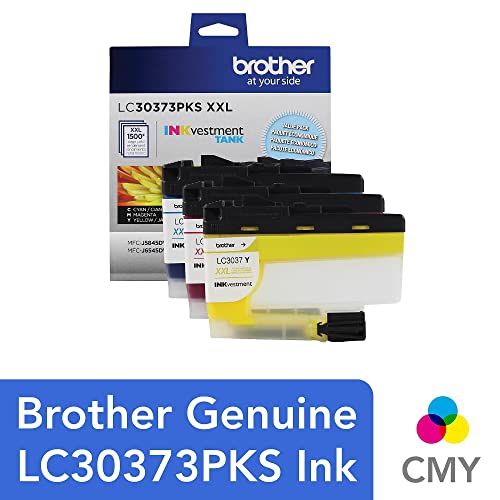 Brother Genuine LC30373PKS, 3-Pack Super High-Yield Color INKvestment Tank Ink Cartridges, Includes 1 Cartridge Each of Cya...