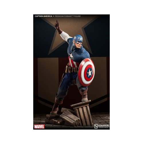 Captain America 22 Inch Statue Figure Premium Format - Captain America Allied Charge on Hydra Sideshow 3001961