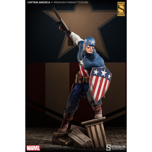 Captain America 22 Inch Statue Figure Premium Format - Captain America Allied Charge on Hydra Sideshow 3001961