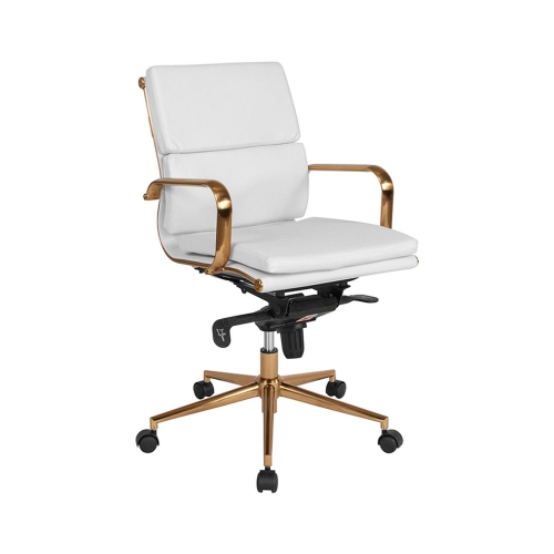 Offex Contemporary White Leather Executive Swivel Office Chair