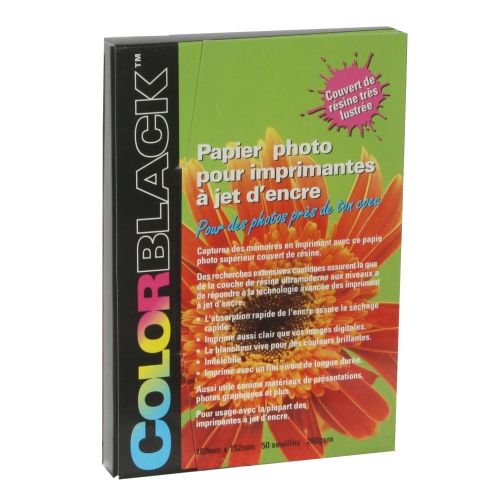 COLORBLACK® 5 Packs of Glossy Resin Coated Inkjet Photo Paper, 4X6 Inches / 102x152 mm, 69lbs / 260gsm, 50 sheets/Pack