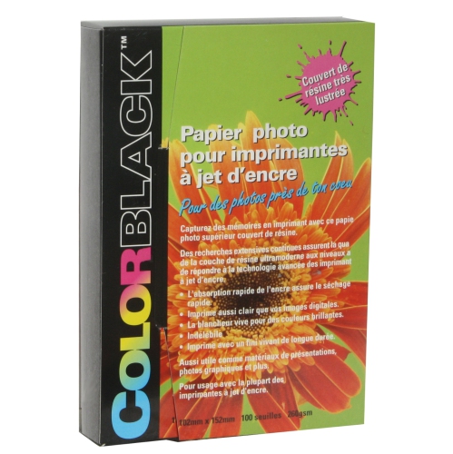 COLORBLACK® 2 Packs of Glossy Resin Coated Inkjet Photo Paper, 4X6 Inches / 102x152 mm, 69lbs / 260gsm, 100 sheets/Pack