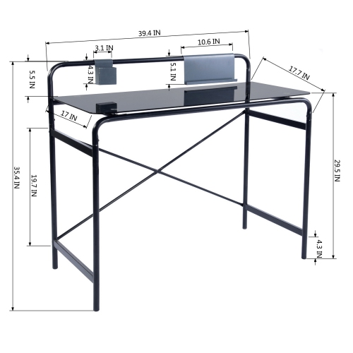 Tempered Glass Metal Computer Desk Table Modern Stylish