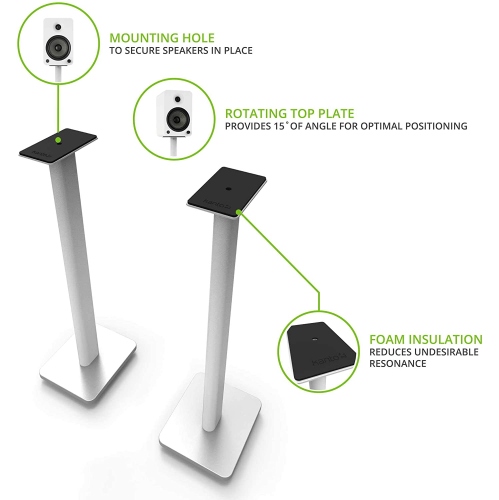 Kanto SP26PLW 26" Bookshelf Speaker Stands, White