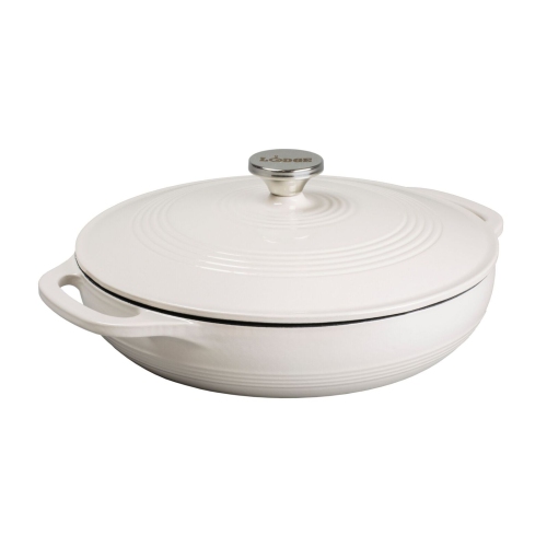 Lodge EC3CC13 Enameled Cast Iron Casserole, 3.6 Quart, White