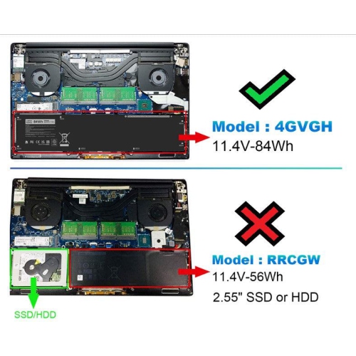 Genuine Dell XPS 15 9550 Laptop Battery - 84Wh, 6 Cells, Black