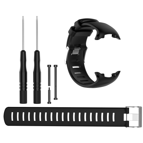 STRAPSCO  Silicone Rubber Replacement Watch Band With Extension Strap (Tools And Pins Included) for Suunto D4I Novo - In Black
