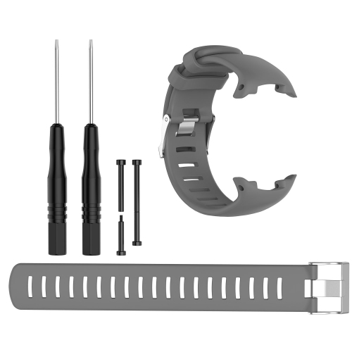 STRAPSCO  Silicone Rubber Replacement Watch Band With Extension Strap (Tools And Pins Included) for Suunto D4I Novo - In Grey