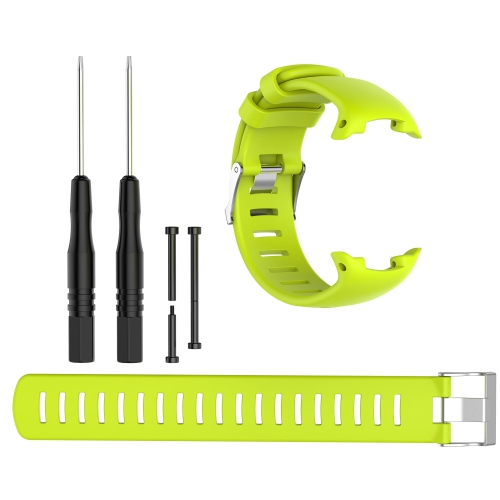 STRAPSCO  Silicone Rubber Replacement Watch Band W/ Extension Strap (Tools And Pins Included) for Suunto D4I Novo - Neon In Yellow