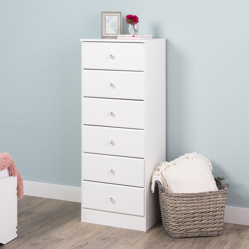 Astrid Transitional 6-Drawer Chest - Crystal White