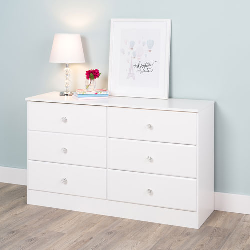 Astrid Transitional 6 Drawer Dresser Crystal White Best Buy Canada