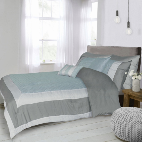 Lauren Taylor Mina 7 Piece Duvet Cover Set Grey Blue King Best