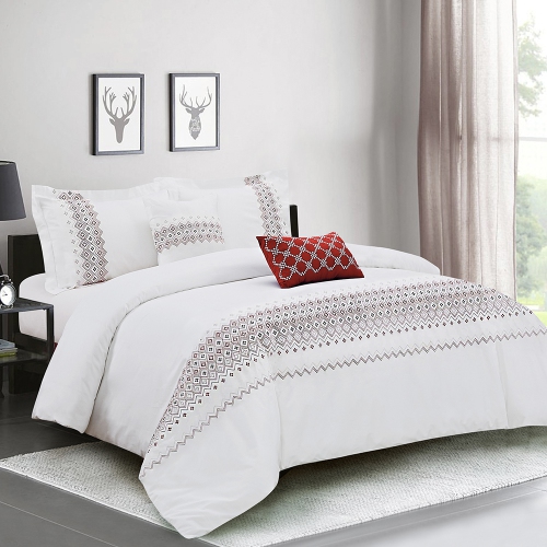 Sandra Venditti Aida 5pcs Embroidery Comforter Set Red King