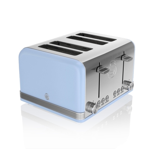 Swan Retro Grille-pain 4 fentes 1600 W en Bleu-ST19020BLN