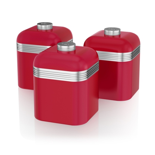 Swan Retro Set of 3 Canisters Red