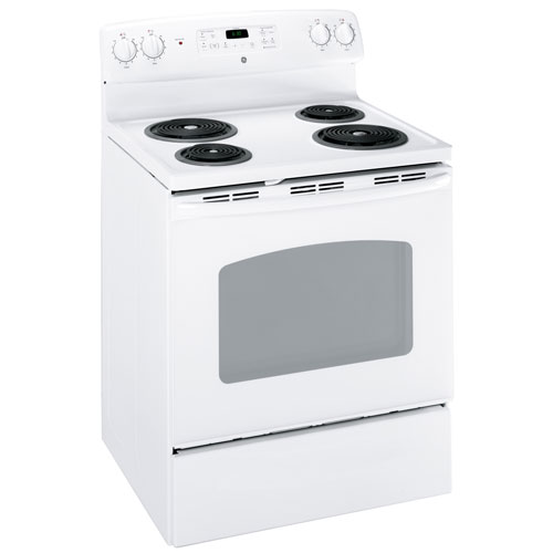 GE 30" 5.0 Cu. Ft. Self-Clean Freestanding Coil Top Electric Range (JCBP240DMWW) - White