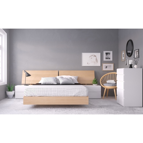 Ensemble pour chambre à coucher 5 pièces avec cadre de lit, tête de lit, tables de chevet et commode de Nexera