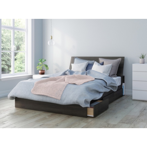 Ensemble pour chambre à coucher 3 pièces avec cadre de lit, tête de lit et table de chevet de Nexera