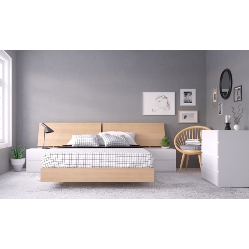 Ensemble pour chambre à coucher 5 pièces avec cadre de lit, tête de lit, tables de chevet et commode de Nexera