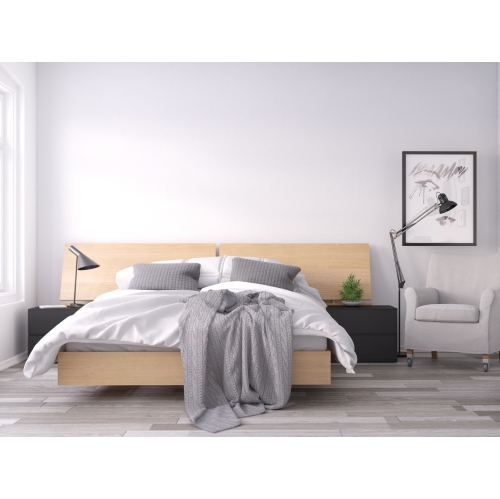 Ensemble pour chambre à coucher 4 pièces avec cadre de lit, tête de lit et tables de chevet de Nexera