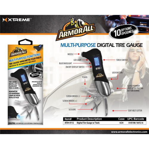 Armor All Multi-Purpose Tire Gauge 10 in 1