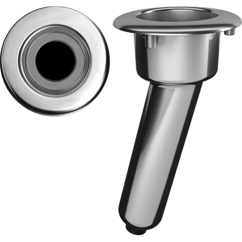 MATE SERIES  Elite Screwless Stainless Steel 15° Rod & Cup Holder - Drain - Round Top