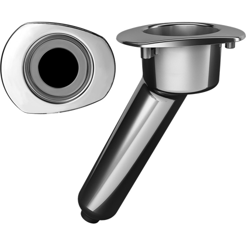 MATE SERIES  Elite Screwless Stainless Steel 30° Rod & Cup Holder - Drain - Oval Top