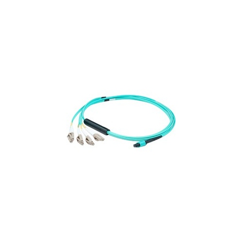 ADDON  5M Mpo (Female) to 8Xlc (Male) 8-Strand Aqua Om4 Fiber Fanout Cable